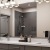 a bathroom with a marble countertop